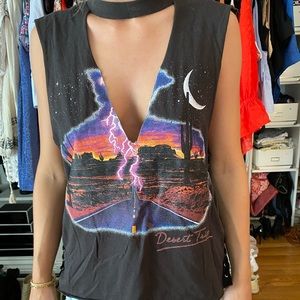 Desert trip black tank top. Lace up sides.